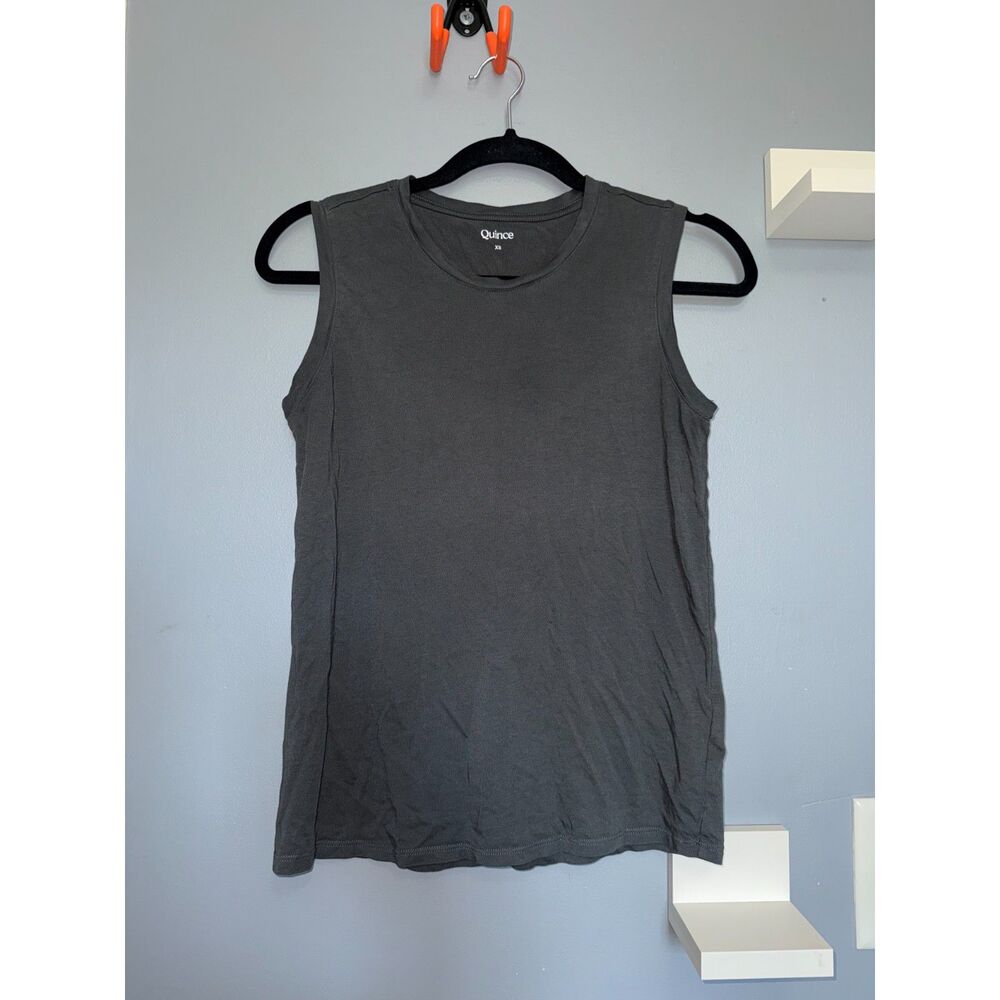 Quince Cotton/Modal Muscle Tank in Dark Grey | Size XS | Minimalist, Lagenlook